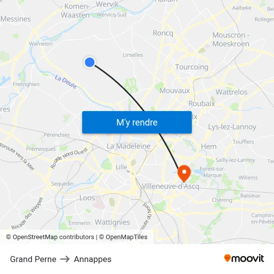 Grand Perne to Annappes map