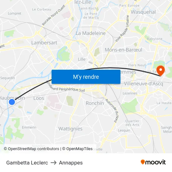 Gambetta Leclerc to Annappes map