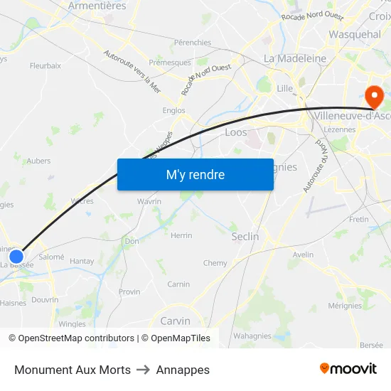 Monument Aux Morts to Annappes map