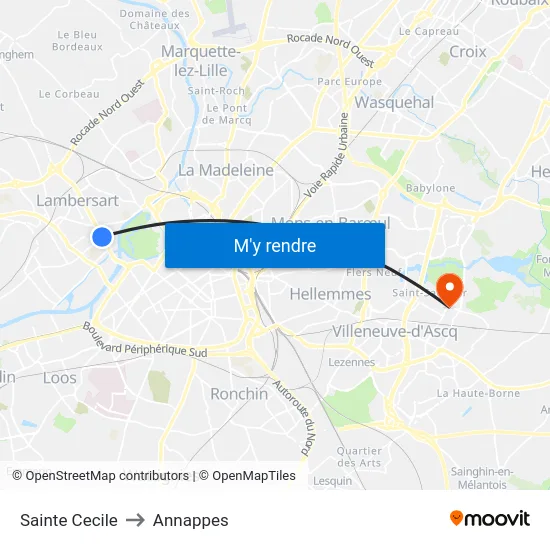 Sainte Cecile to Annappes map