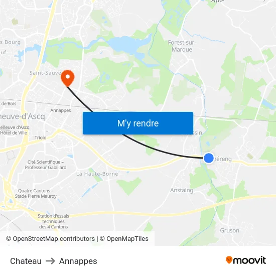 Chateau to Annappes map