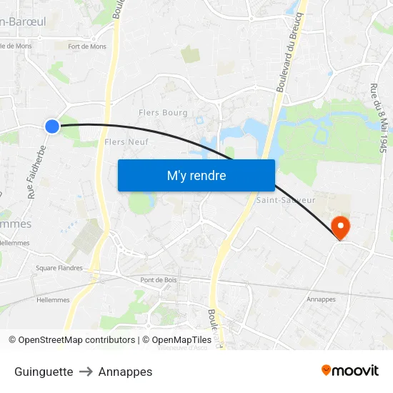 Guinguette to Annappes map