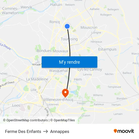 Ferme Des Enfants to Annappes map