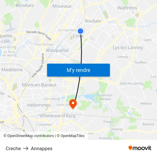 Creche to Annappes map