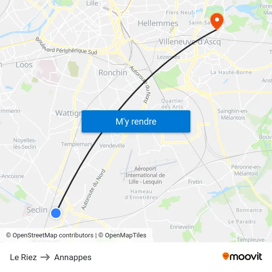 Le Riez to Annappes map