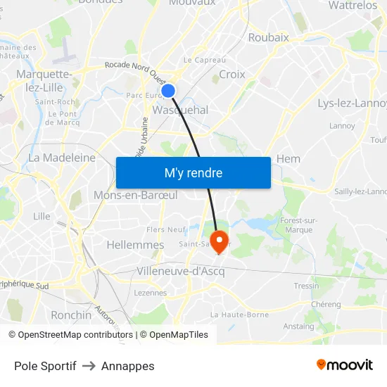 Pole Sportif to Annappes map