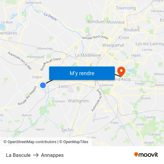 La Bascule to Annappes map