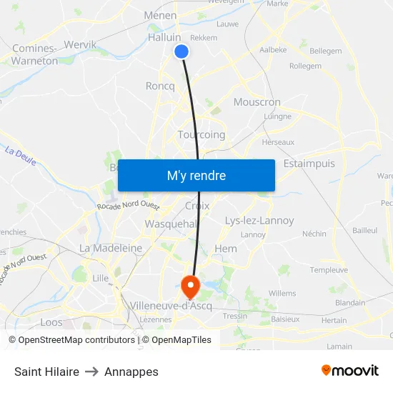 Saint Hilaire to Annappes map