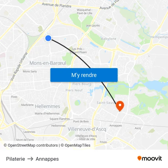 Pilaterie to Annappes map