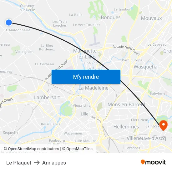 Le Plaquet to Annappes map