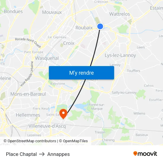 Place Chaptal to Annappes map