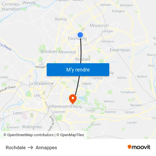 Rochdale to Annappes map