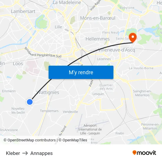 Kleber to Annappes map