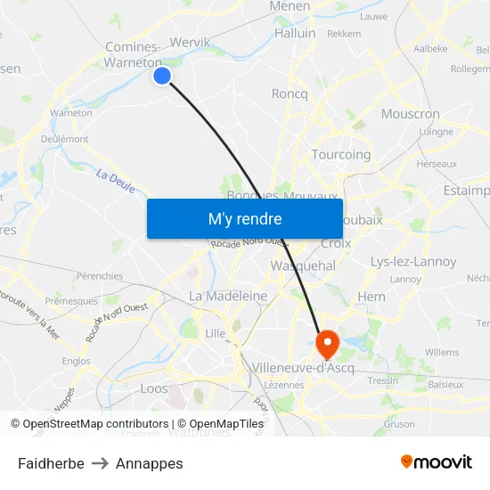 Faidherbe to Annappes map