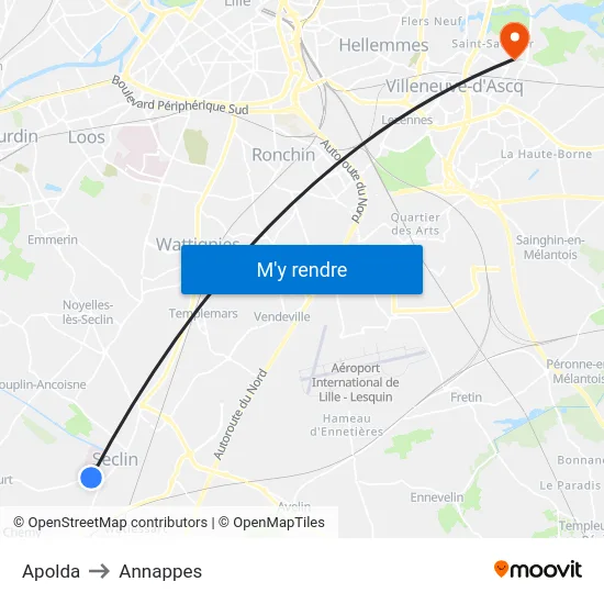 Apolda to Annappes map