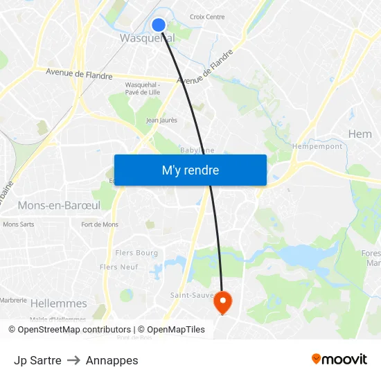 Jp Sartre to Annappes map