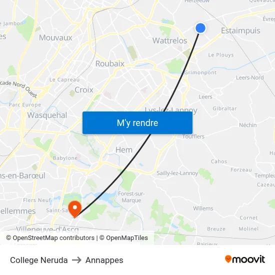 College Neruda to Annappes map