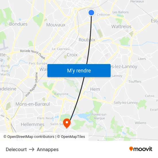 Delecourt to Annappes map