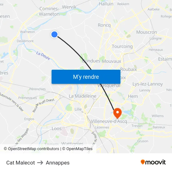 Cat Malecot to Annappes map
