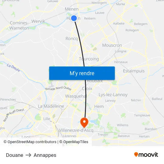 Douane to Annappes map