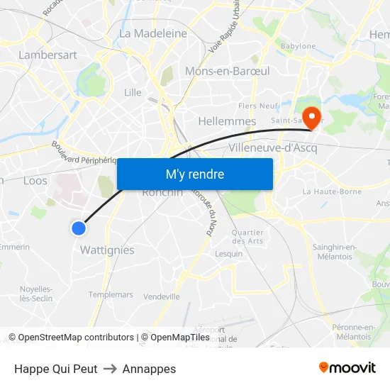 Happe Qui Peut to Annappes map