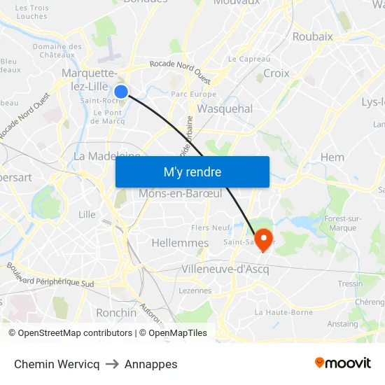 Chemin Wervicq to Annappes map