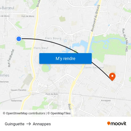 Guinguette to Annappes map