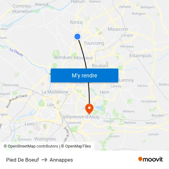Pied De Boeuf to Annappes map