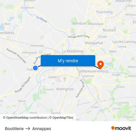 Boutillerie to Annappes map