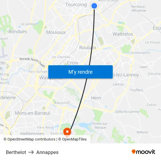 Berthelot to Annappes map