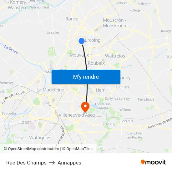 Rue Des Champs to Annappes map