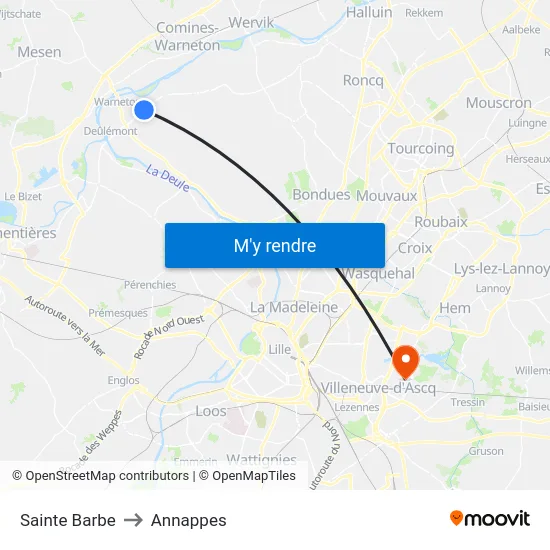 Sainte Barbe to Annappes map