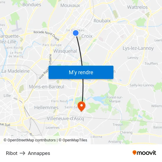 Ribot to Annappes map