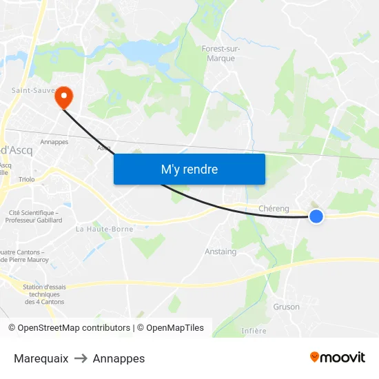 Marequaix to Annappes map