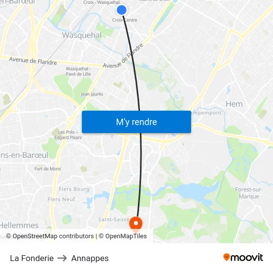 La Fonderie to Annappes map