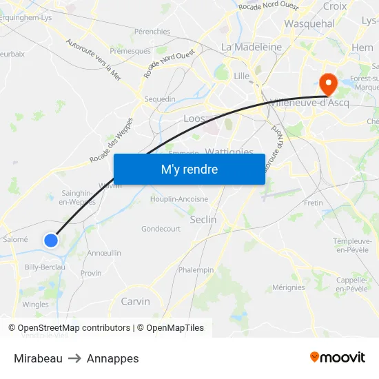 Mirabeau to Annappes map