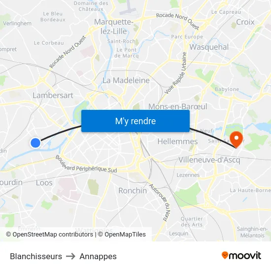 Blanchisseurs to Annappes map