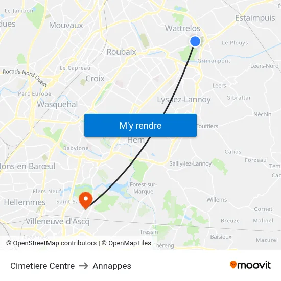 Cimetiere Centre to Annappes map