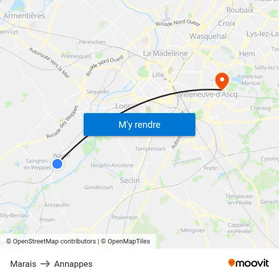 Marais to Annappes map