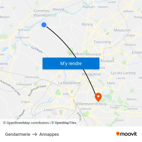 Gendarmerie to Annappes map