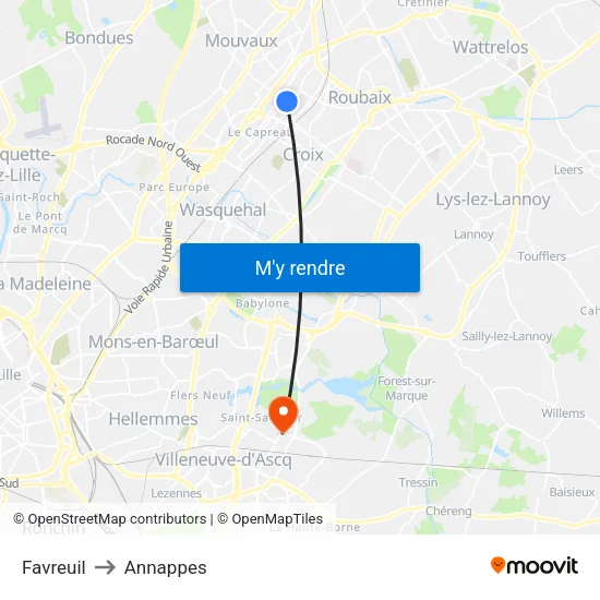Favreuil to Annappes map