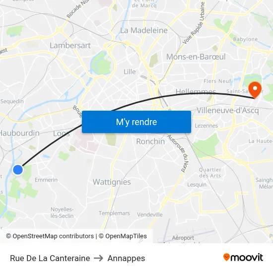 Rue De La Canteraine to Annappes map