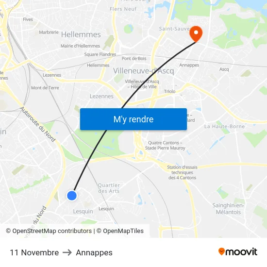 11 Novembre to Annappes map