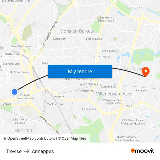 Trévise to Annappes map
