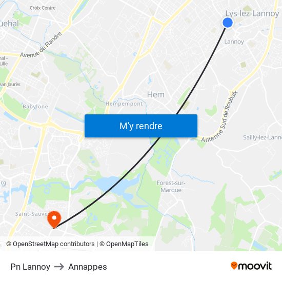 Pn Lannoy to Annappes map