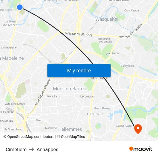 Cimetiere to Annappes map