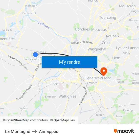 La Montagne to Annappes map