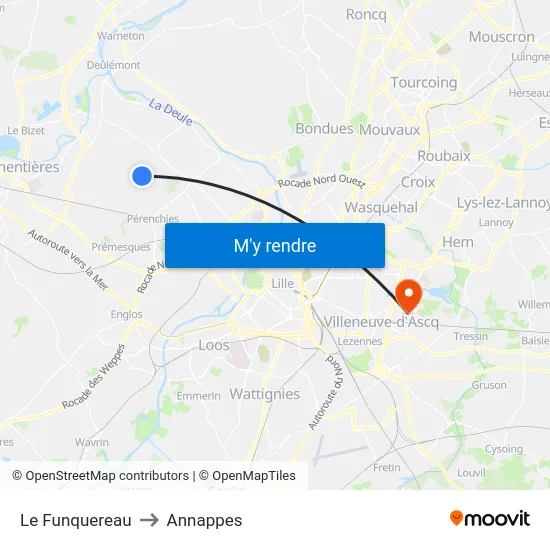 Le Funquereau to Annappes map