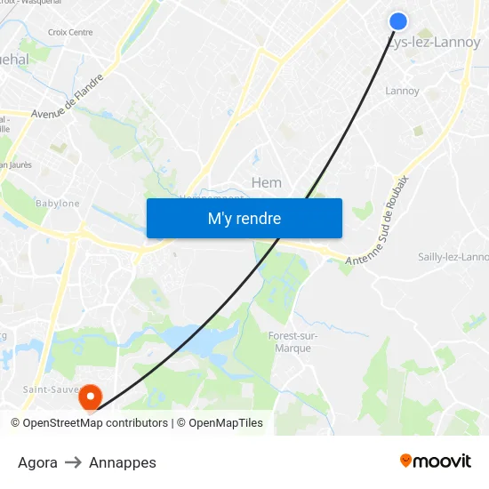 Agora to Annappes map