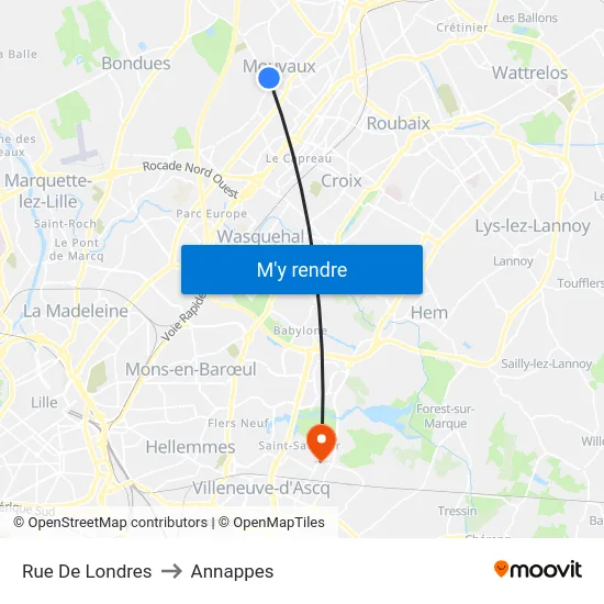 Rue De Londres to Annappes map